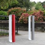 MUG Bike Racks painted Red and White, Gunmetal and White at park