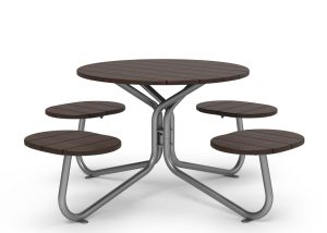 MTB-2800-00062: FAVA Cluster Seating, Thermally Modified Ash Wood Table Top and Attached Backless Single Seats (4)