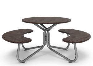 MTB-2800-00063: FAVA Cluster Seating, Thermally Modified Ash Wood Table Top and Attached Backless Double Seats (2)