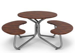 MTB-2800-00068: FAVA Cluster Seating, Ipe Wood Table Top and Attached Backless Double Seats (2)