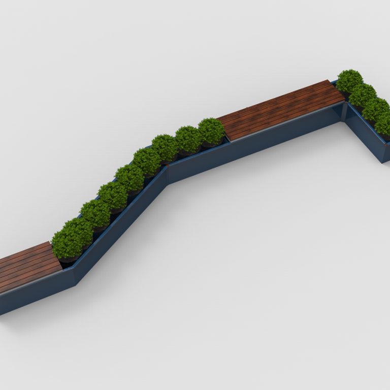 CANOE modular planter with integrated bench seating