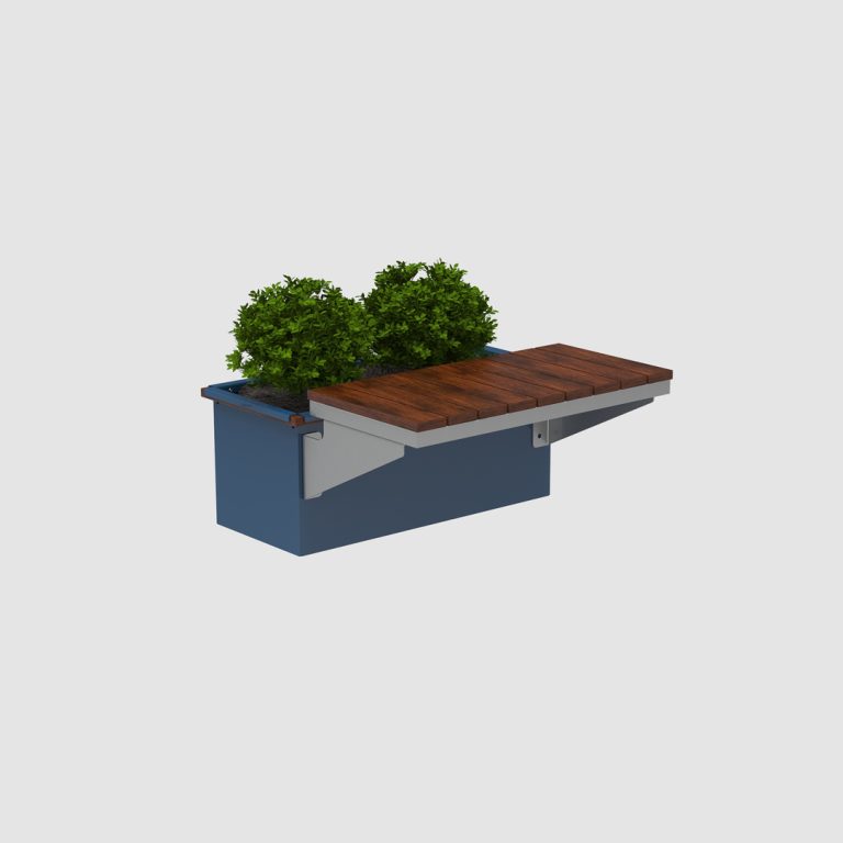 3 FT Straight CANOE planter with cantilever bench