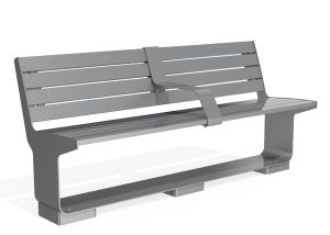 MBE-3000-00038: L-Series Backed Bench, 66.5in L, Steel Frame, Seat and Back, Center Arm