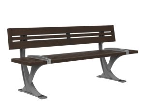 MBE-1200-00025: 1200 Series - 1200 Backed Bench with Skate Deterrents, Ipe Wood