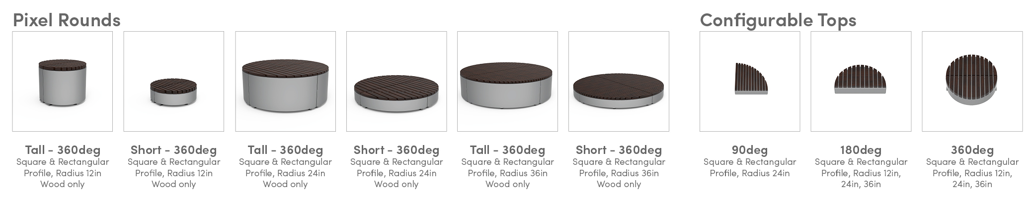 Pixel Rounds and Configurable Tops - 90, 180 and 360deg options