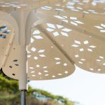 Close-up of Maglin ROMA sun shade, fusion pattern in powdercoat white gloss